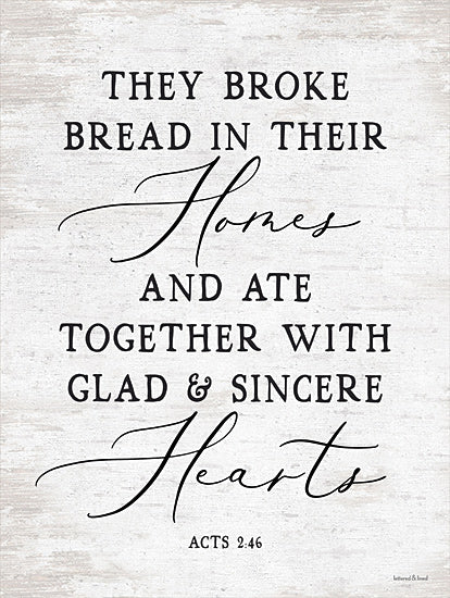 lettered & lined LET333 - LET333 - They Broke Bread - 12x16 They Broke Bread in Their Homes, Bible Verse, Acts, Kitchen, Typography, Family, Signs from Penny Lane