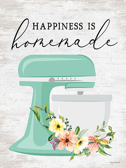 lettered & lined LET338 - LET338 - Happiness is Homemade - 12x16 Happiness is Homemade, Mixer, Flowers, Kitchen, Typography, Signs from Penny Lane