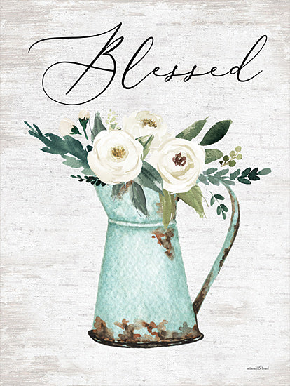 lettered & lined LET343 - LET343 - Blessed - 12x16 Blessed, Pitcher, Flowers, White Flowers, Country, Farmhouse, Country Kitchen, Signs from Penny Lane