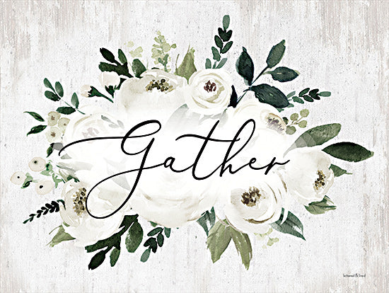 lettered & lined LET346 - LET346 - Gather - 16x12  Gather, Flowers, White Flowers, Typography, Signs from Penny Lane