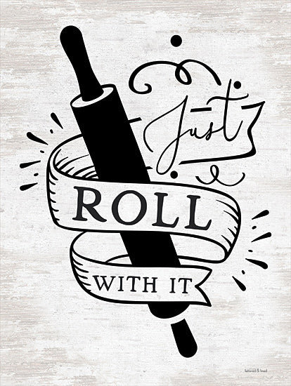 lettered & lined LET354 - LET354 - Just Roll With It - 12x16 Just Roll With It, Rolling Pin, Whimsical, Baking, Typography, Signs from Penny Lane