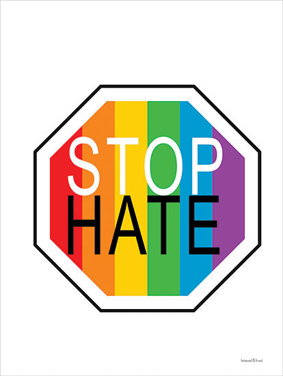 lettered & lined LET390 - LET390 - Rainbow Stop Hate - 12x16 Stop Sign, Stop Hate, Rainbow, Pride, Signs from Penny Lane