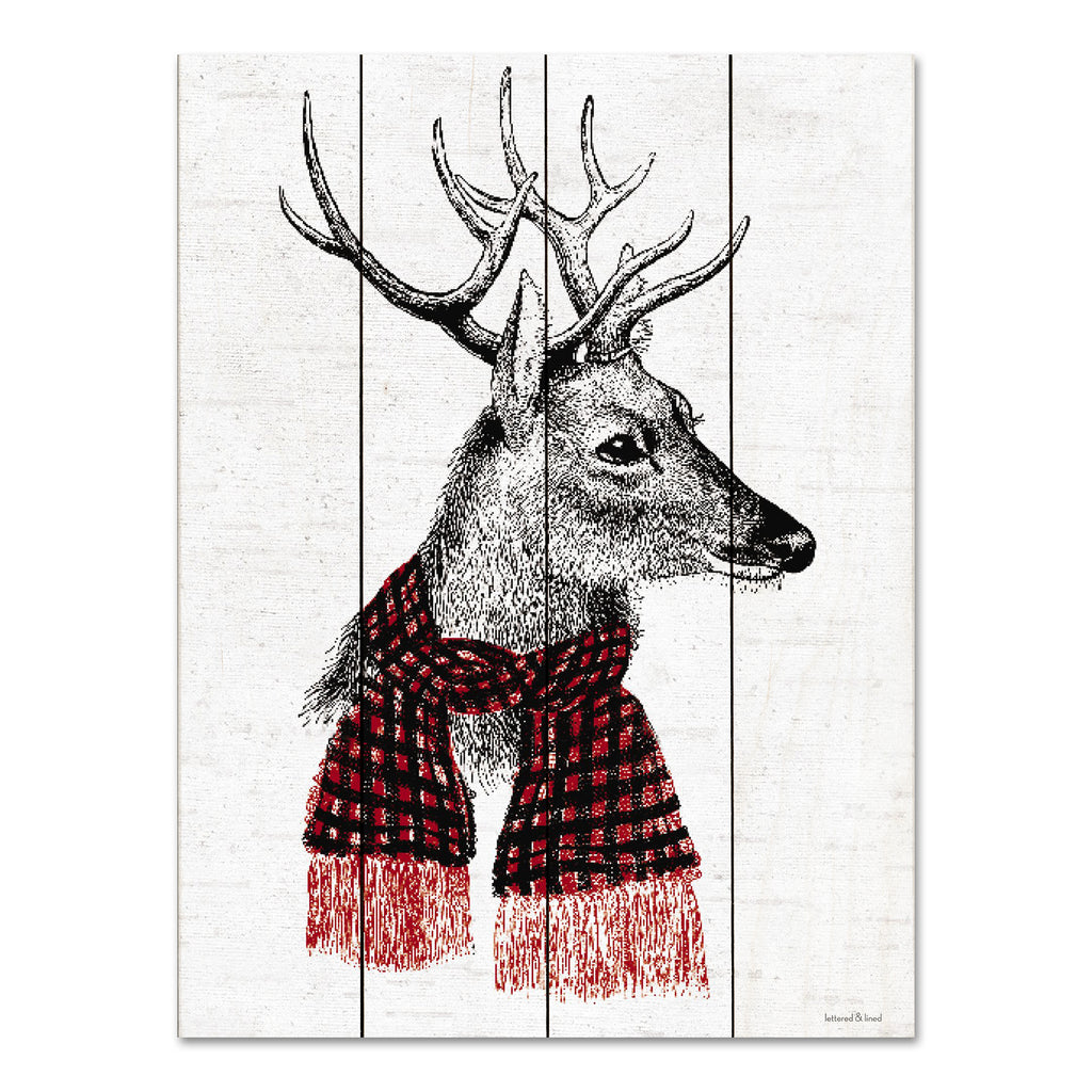 lettered & lined LET466PAL - LET466PAL - Holiday Reindeer   - 12x16 Christmas, Holidays, Reindeer, Animals, Scarf, Whimsical, Drawing Print, Winter from Penny Lane