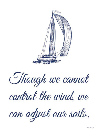 lettered & lined LET560 - LET560 - Adjust Our Sails - 12x16 Adjust Our Sails, Sailboat, Motivational, Blue & White, Typography, Signs, Coastal from Penny Lane