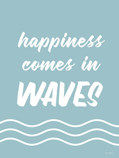lettered & lined LET571 - LET571 - Happiness comes in Waves - 12x16 Happiness Comes in Waves, Motivational, Coastal, Signs, Typography from Penny Lane