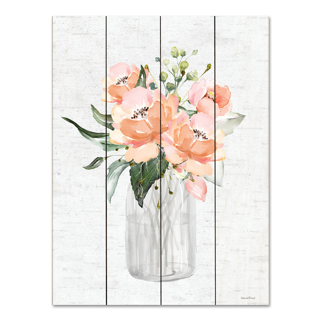 lettered & lined LET578PAL - LET578PAL - Spring Floral I - 12x16 Flowers, Spring Flowers, Jar, Farmhouse/Country, Spring, Peach Flowers from Penny Lane