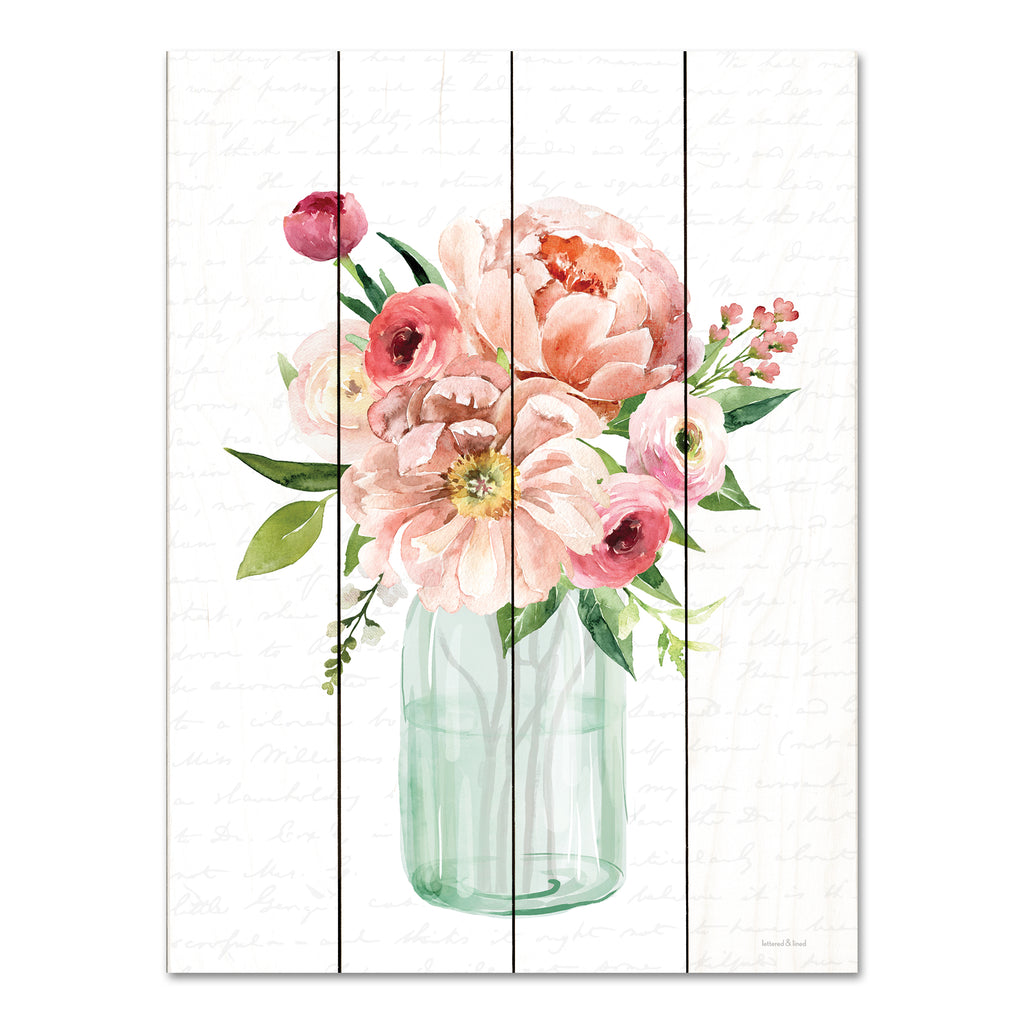 lettered & lined LET579PAL - LET579PAL - Spring Floral II - 12x16 Flowers, Spring Flowers, Jar, Farmhouse/Country, Spring, Pink Flowers from Penny Lane
