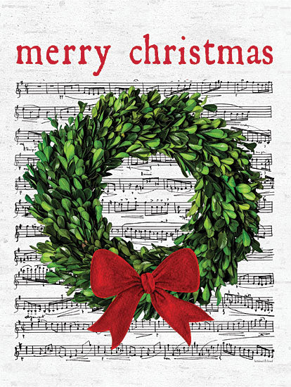 lettered & lined LET760 - LET760 - Merry Christmas Wreath - 12x16 Christmas, Holidays, Wreath, Greenery, Merry Christmas, Sheet Music, Christmas Song, Typography, Signs, Music, Winter from Penny Lane