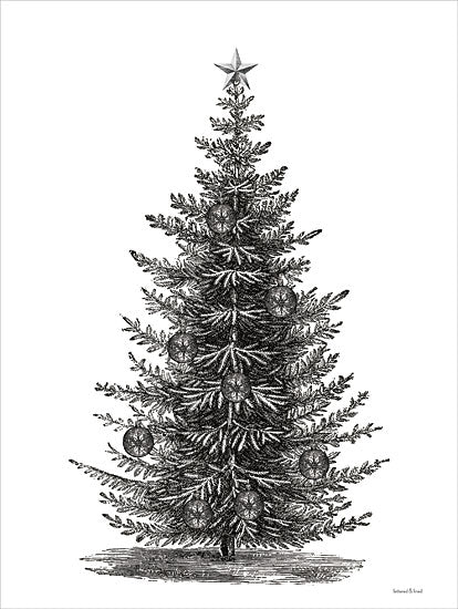 lettered & lined LET762 - LET762 - Oh Christmas Tree - 12x16 Christmas, Holidays, Christmas Trees, Trees, Drawing Print, Black & White, Winter from Penny Lane