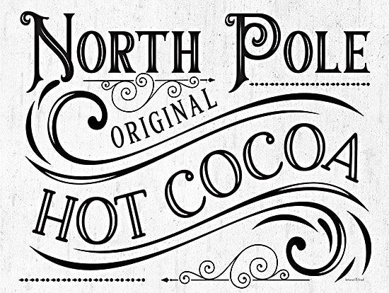 lettered & lined LET765 - LET765 - North Pole - 16x12 Christmas, Holidays, North Pole Original Hot Cocoa, Kitchen, Typography, Signs, Black & White, Textual Art, Winter from Penny Lane