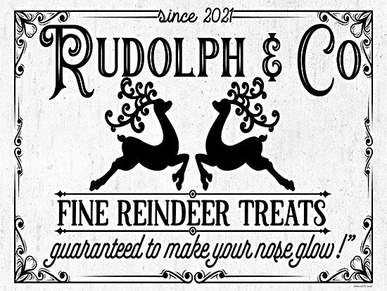 lettered & lined LET768 - LET768 - Fine Reindeer Treats - 16x12 Christmas, Holidays, Whimsical, Typography, Signs, Rudolph & Co., Reindeer, Animals, Black & White, Textual Art, Winter from Penny Lane
