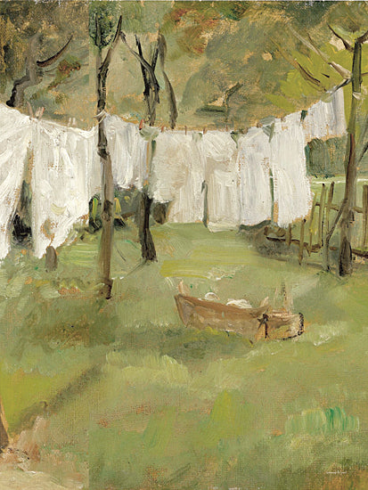lettered & lined LET822 - LET822 - Laundry Day II - 12x16 Abstract, Laundry, Landscape, Clothes, White Clothes, Trees, Laundry Day, White, Green, Basket from Penny Lane