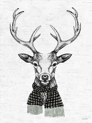 LET924 - Deer with Plaid Scarf - 12x16