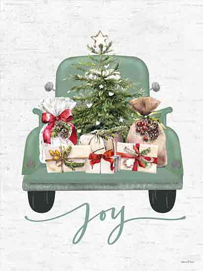 lettered & lined LET935 - LET935 - Christmas Farm Truck - Joy - 12x16 Christmas, Holidays, Truck, Green Truck, Truck Bed, Presents, Christmas Tree, Joy, Typography, Signs, Textual Art from Penny Lane