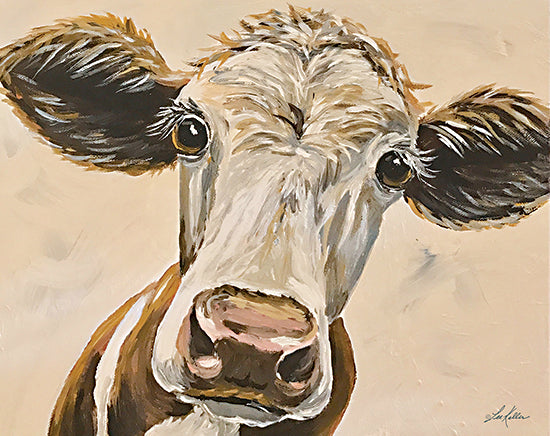 Lee Keller LK116 - LK116 - Ms. Cora the Cow  - 16x12 Cow, Farm Animal, Black & White Cow, Portrait from Penny Lane