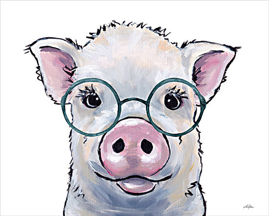Lee Keller LK181 - LK181 - Delbert the Pig  - 16x12 Pig, Whimsical, Glasses, Portrait, Smiling Pig from Penny Lane