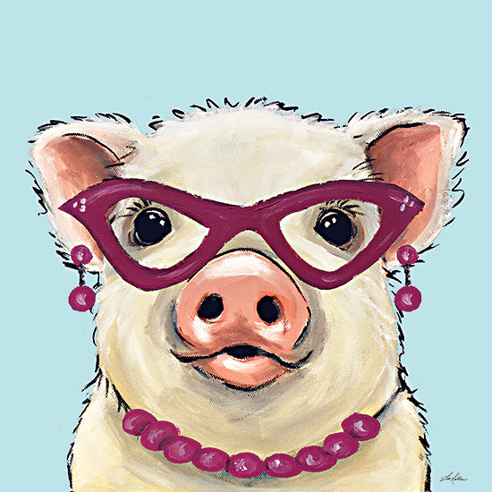 Lee Keller LK184 - LK184 - Paisley in Pink  - 12x12 Pig, Glasses, Jewelry, Whimsical, Fancy, Animals, Farmhouse/Country from Penny Lane