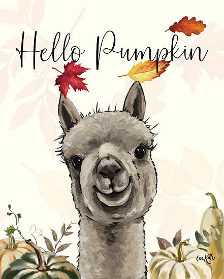 Lee Keller LK207 - LK207 - Hello Pumpkin Alpaca - 12x16 Whimsical, Alpaca, Hello Pumpkin, Typography, Signs, Textual Art, Fall, Pumpkins, Leaves from Penny Lane