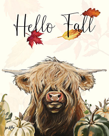 Lee Keller LK208 - LK208 - Hello Fall Highland - 12x16 Whimsical, Highland Cow, Hello Fall, Typography, Signs, Textual Art, Fall, Pumpkins, Leaves from Penny Lane