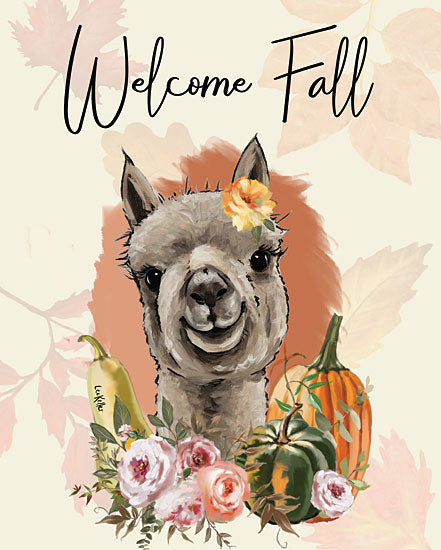 Lee Keller LK211 - LK211 - Welcome Fall Alpaca - 12x16 Fall, Alpaca, Pumpkins, Gourds, Flowers, Welcome Fall, Typography, Signs, Textual Art from Penny Lane