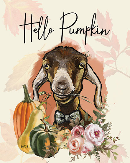 Lee Keller LK212 - LK212 - Hello Pumpkin Goat - 12x16 Fall, Goat, Pumpkins, Gourds, Flowers, Hello Pumpkin, Typography, Signs, Textual Art from Penny Lane