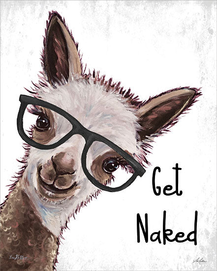 Lee Keller LK226 - LK226 - Get Naked - 12x16 Bath, Humor, Alpaca, Glasses, Get Naked, Typography, Signs, Textual Art from Penny Lane