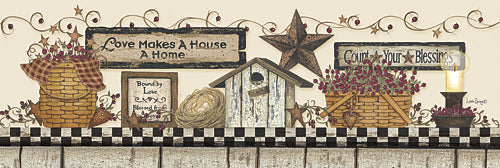 Linda Spivey LS1596 - Love Makes a House a Home - Berries, Baskets, Barn Star, Still Life, Folk Art, Sign, Floral from Penny Lane Publishing