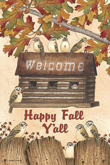 Linda Spivey LS1666 - Happy Fall Y'all - Birdhouse, Log Cabin, Birds, Autumn, Leaves, Signs from Penny Lane Publishing