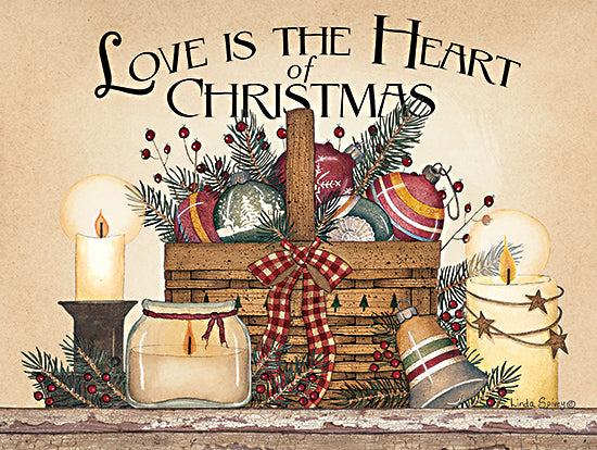 Linda Spivey LS1819 - LS1819 - Love is the Heart of Christmas - 16x12 Love is the Heart of Christmas, Holidays, Basket, Candles, Ornaments, Country, Signs from Penny Lane