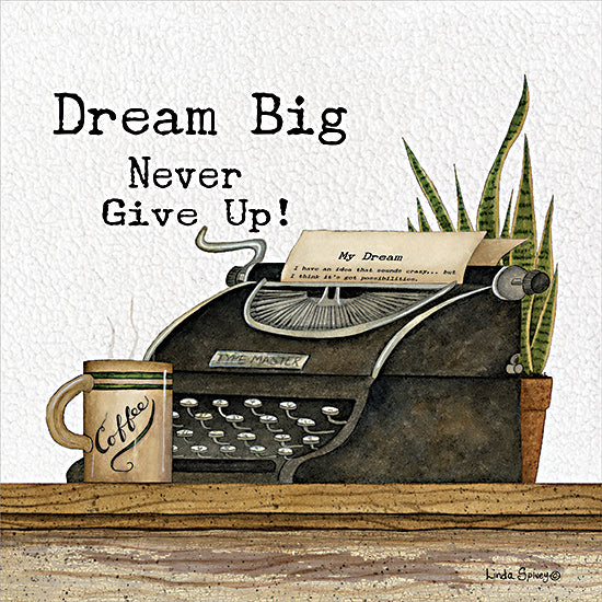 Linda Spivey LS1865 - LS1865 - Dream Big - 12x12 Dream Big, Typewriter, Vintage, Office, Motivational, Signs from Penny Lane