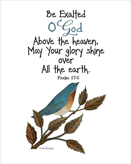 Linda Spivey LS1884 - LS1884 - Bluebird Psalm - 12x16 Religious, Be Exalted O God Above the Heaven, May Your Glory Shine Over All the Earth, Bible Verse, Psalm, Bird, Leaves from Penny Lane
