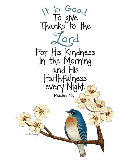 Linda Spivey LS1887 - LS1887 - Northern Parula Psalm - 12x16 Religious, It is Good to Give Thanks to the Lord for His Kindness in the Morning and His Faithfulness Every Night, Bible Verse, Psalm, Birds, Flowers, White Flowering Tree from Penny Lane