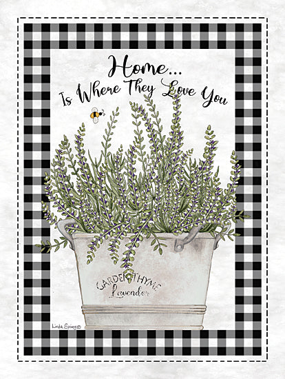Linda Spivey LS1892 - LS1892 - Home… - 12x16 Inspirational, Home… Is Where They Love You, Typography, Signs, Textual Art, Herbs, Lavender, Planter, Still Life, Black & White Plaid Border, Farmhouse/Country from Penny Lane