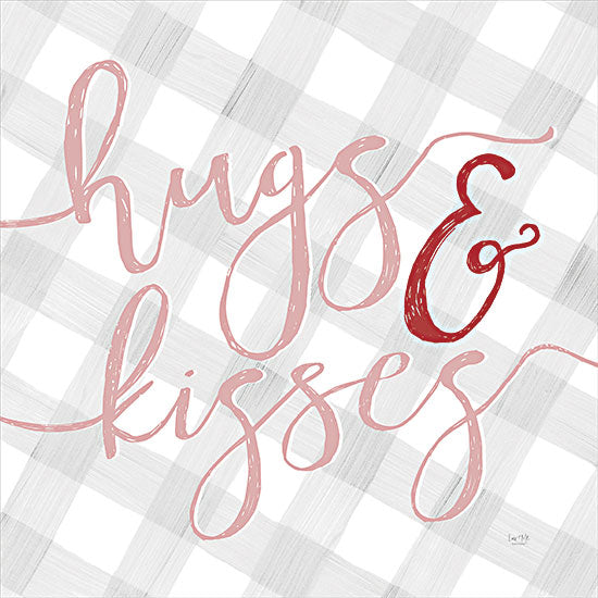 Lux + Me Designs LUX493 - LUX493 - Hugs & Kisses    - 12x12 Inspirational, Hugs & Kisses, Typography, Signs, Textual Art, Plaid from Penny Lane