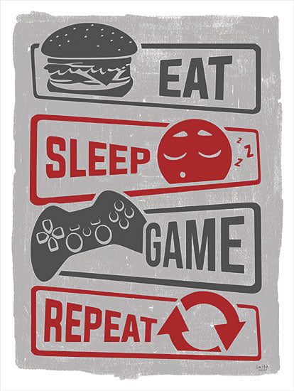 Lux + Me Designs LUX541 - LUX541 - Eat, Sleep, Game, Repeat - 12x16 Eat, Sleep, Game, Repeat, Video Games, Games, Masculine, Humorous, Typography, Signs from Penny Lane
