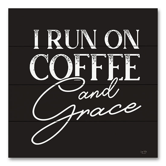 Lux + Me Designs LUX695PAL - LUX695PAL - I Run on Coffee and Grace  - 12x12 I Run on Coffee and Grace, Coffee, Kitchen, Drink, Black & White, Typography, Signs from Penny Lane
