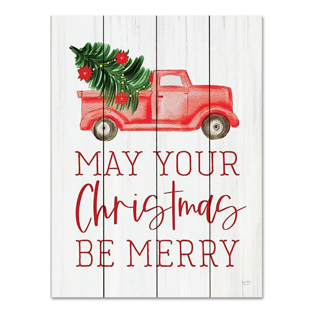 Lux + Me Designs LUX709PAL - LUX709PAL - May Your Christmas Be Merry - 12x16 Christmas, Holidays, Truck, Red Truck, Christmas Tree, Typography, Signs, May Your Christmas Be Merry, Winter from Penny Lane