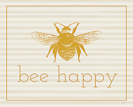 Lux + Me Designs LUX736 - LUX736 - Bee Happy - 16x12 Be Happy, Bees, Gold, Typography, Signs from Penny Lane