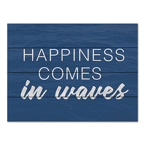 Lux + Me Designs LUX739PAL - LUX739PAL - Happiness Comes in Waves - 16x12 Happiness Comes in Waves, Summer, Blue & White, Lake, Lodge, Coastal, Typography, Signs from Penny Lane