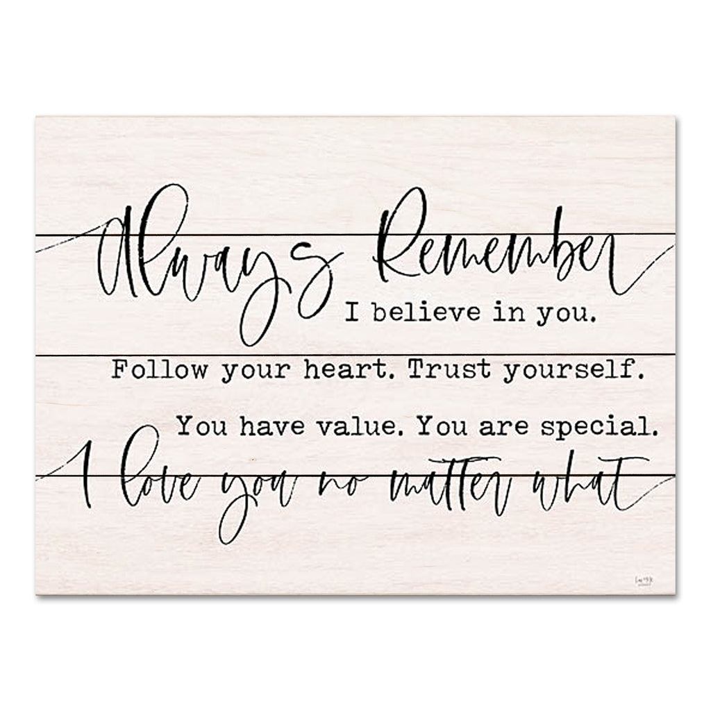 Lux + Me Designs LUX773PAL - LUX773PAL - Always Remember - 16x12 Inspirational, Family, Love, Motivational, Typography, Signs, Textual Art, Black & White from Penny Lane