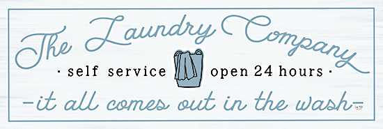 Lux + Me Designs LUX904A - LUX904A - The Laundry Company - 36x12 Laundry, The Laundry Company, Comes Out in the Wash, Typography, Signs, Textual Art, Clothes Basket, Blue & White, Laundry Room from Penny Lane