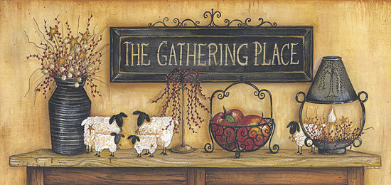 Mary Ann June MARY300 - The Gathering Place  - Gathering, Candle, Apples, Sheep, Berries from Penny Lane Publishing