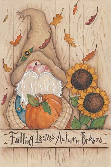 Mary Ann June MARY540 - MARY540 - Fall Gnome - 12x18 Gnome, Fall, Autumn, Sunflowers, Falling Leaves, Wood Background from Penny Lane