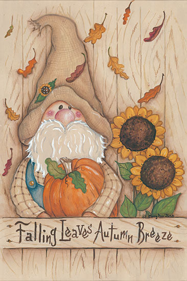 Mary Ann June MARY540 - MARY540 - Fall Gnome - 12x18 Gnome, Fall, Autumn, Sunflowers, Falling Leaves, Wood Background from Penny Lane