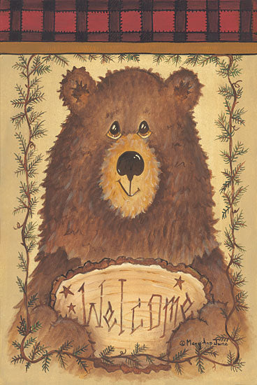 Mary Ann June MARY552 - MARY552 - Woodsy Welcome - 12x18 Welcome, Greeting, Bears, Lodge, Whimsical, Buffalo Plaid, Signs from Penny Lane
