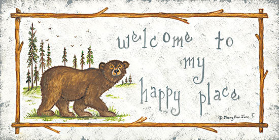 Mary Ann June MARY568 - MARY568 - Welcome to My Happy Place - 18x9 Welcome to My Happy Place, Bear, Trees, Home, Signs, Typography, Rustic from Penny Lane