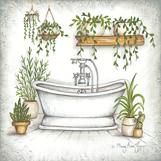 Mary Ann June MARY582 - MARY582 - Bathtub Greenery - 12x12 Bath, Bathroom, Bathtub,  Plants, Hanging Plants, Greenery, Cactus, Potted Plants, Bohemian from Penny Lane