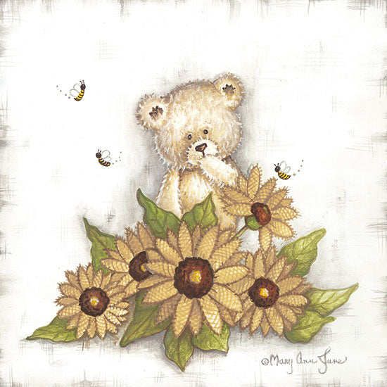 Mary Ann June MARY588 - MARY588 - Bee Curious - 12x12 Whimsical, Flowers, Black-Eyed Susan, Bear, Bees, Summer, Bee Curious, Botanical from Penny Lane