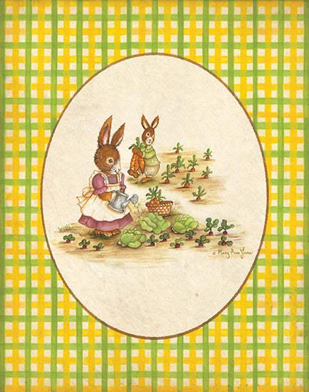 Mary Ann June MARY603 - MARY603 - Bunnies in the Secret Garden - 12x16 Children, Children's Room, Rabbits, Bunnies, Garden, Vegetables, Whimsical, Summer from Penny Lane