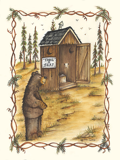 Mary Ann June MARY629 - MARY629 - Take a Seat - 12x16 Bath, Bathroom, Outhouse, Lodge, Bear, Whimsical, Take a Seat, Typography, Signs, Textual Art, Landscape, Trees from Penny Lane
